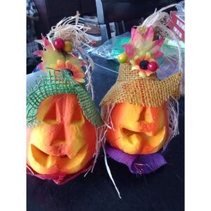 2 small jack-o-lantern pumpkins halloween